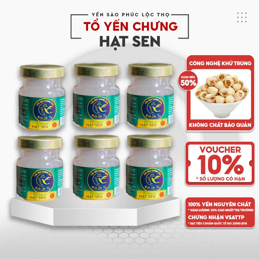 Ảnh Yến chưng sẵn Hạt Sen, tổ Yến Sào Khánh Hòa Phúc Lộc Thọ,Hũ yến chưng sẵn 35% hàm lượng yến trên 1 hũ 70ml 3