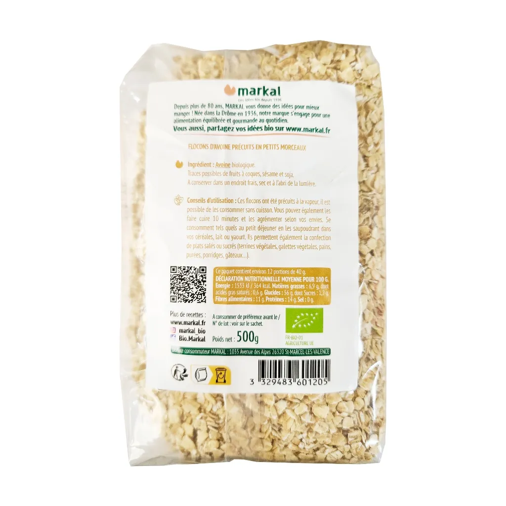 Ảnh Yến mạch cán mỏng hữu cơ Markal 500g Pháp 3