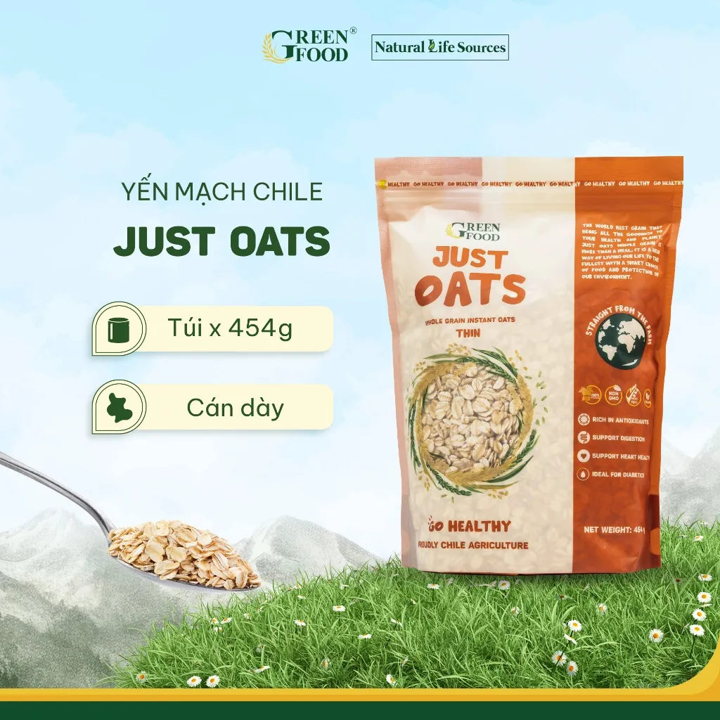 Ảnh Yến mạch Chile JUST OATS nguyên chất cán dày | Túi 454g - Ăn Liền, Túi Tiện lợi, nhập khẩu Chile 2