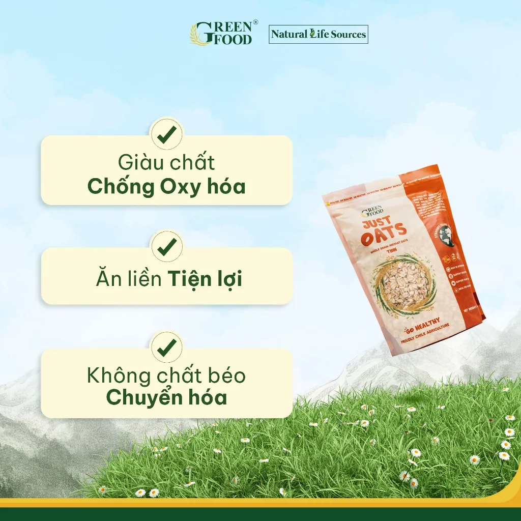 Ảnh Yến mạch Chile JUST OATS nguyên chất cán dày | Túi 454g - Ăn Liền, Túi Tiện lợi, nhập khẩu Chile 3