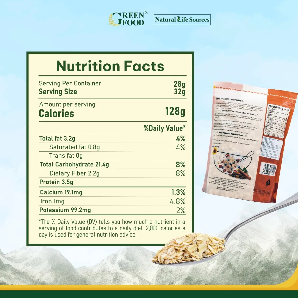 Ảnh Yến mạch Chile JUST OATS nguyên chất cán dày | Túi 454g - Ăn Liền, Túi Tiện lợi, nhập khẩu Chile 4