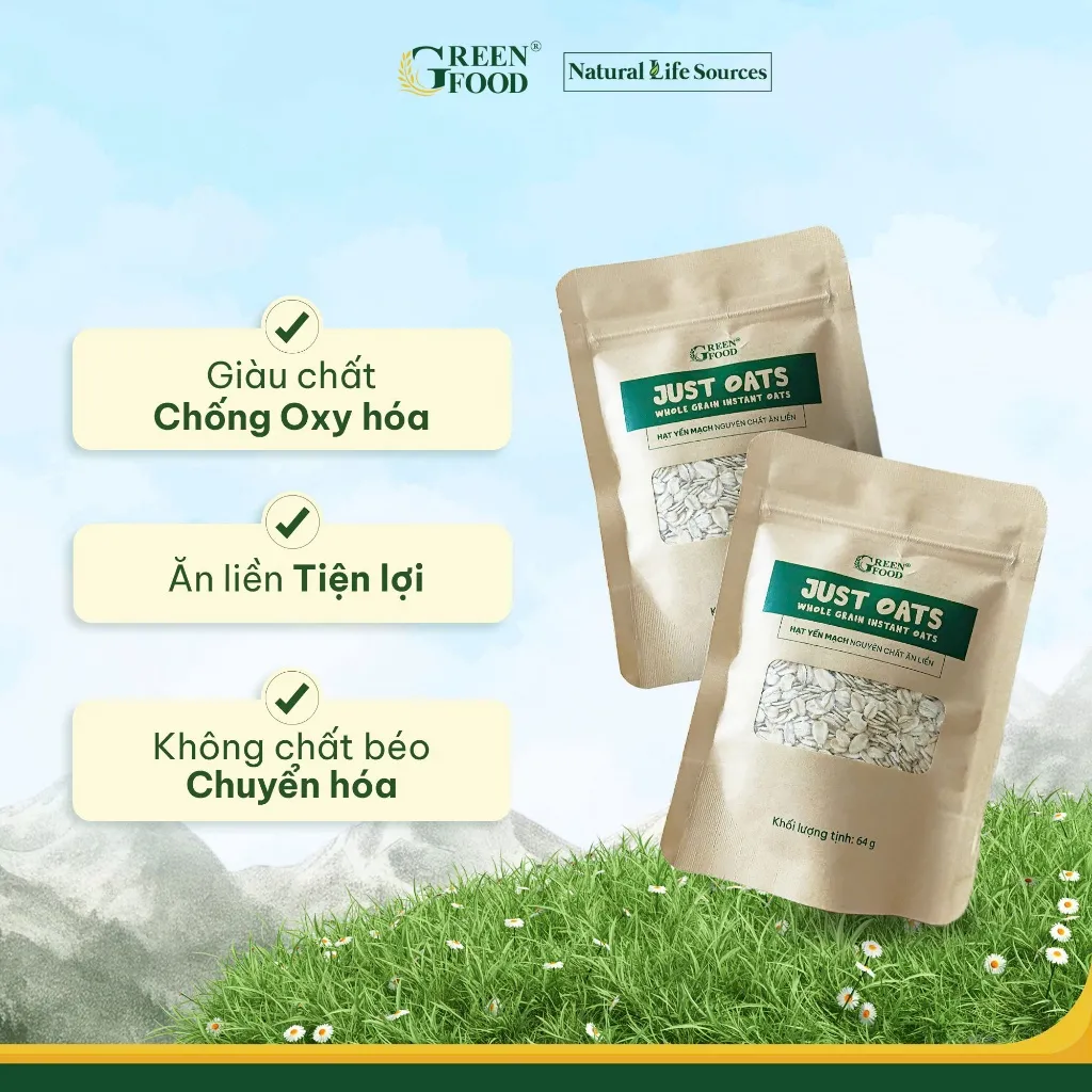 Ảnh Yến mạch Chile JUST OATS nguyên chất cán dày | Túi 64g 1