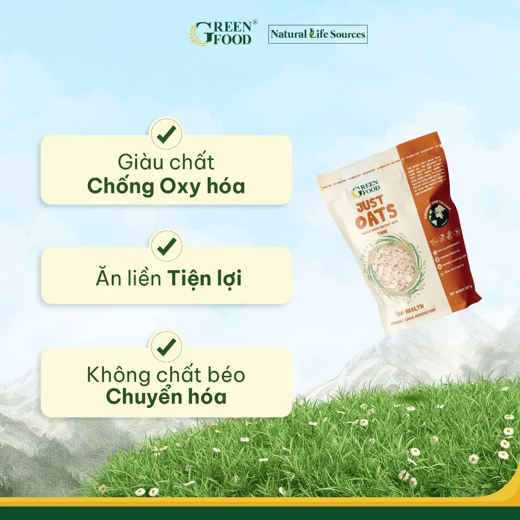 Ảnh Yến mạch Chile JUST OATS nguyên chất cán dày | Túi 907g - Ăn Liền, Túi Tiện lợi, nhập khẩu Chile 2