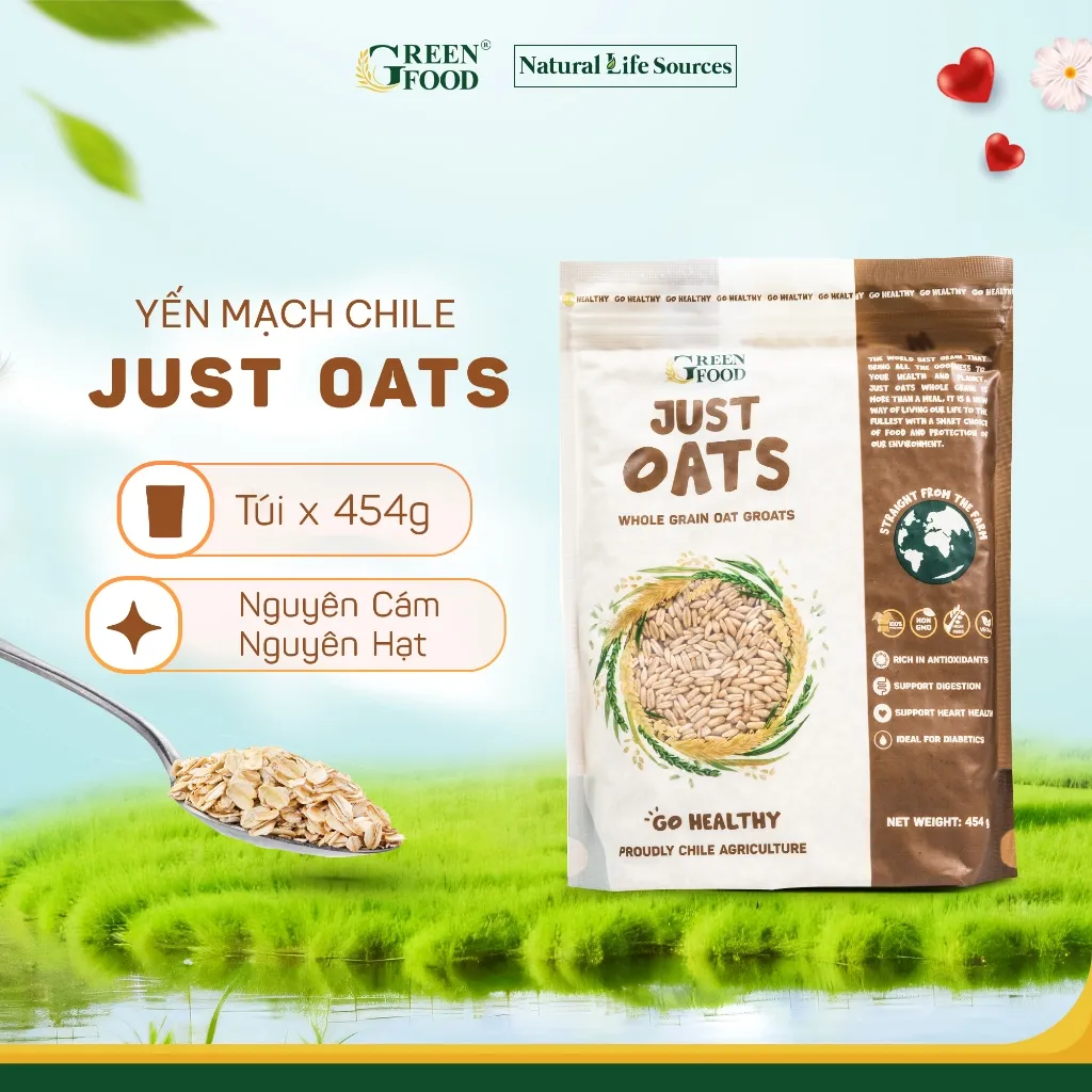 Ảnh Yến mạch JUST OATS Nguyên cám, Cán dày, mỏng Chile cùng kích cỡ 454g hoặc 907g 2