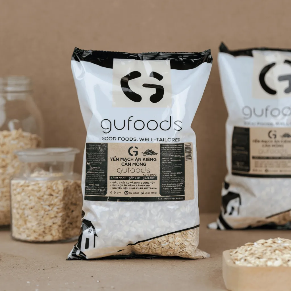 Ảnh Yến mạch tươi cán mỏng (cán dẹt) GUfoods - Giàu chất xơ, Tốt cho sức khoẻ, Healthy, Tập gym, Eat clean (200g/500g) 2