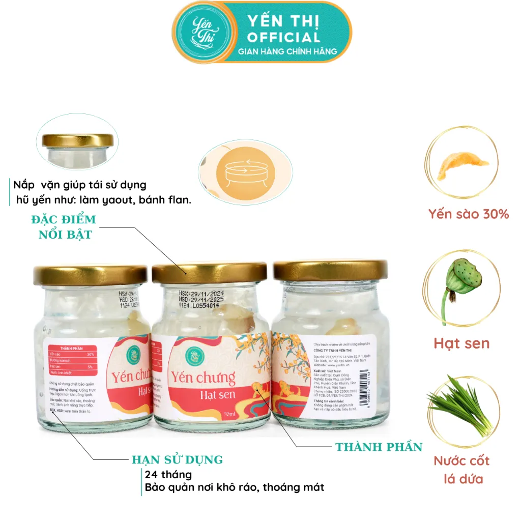 Ảnh Yến Thị - Bán lẻ 1 hũ, không bao gồm hộp quà - Yến sào Khánh Hòa chưng sẵn - 30% yến thô/ hũ 70ml 4