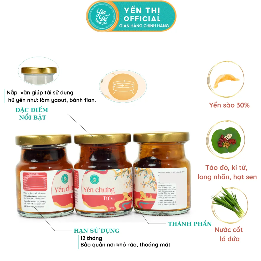 Ảnh Yến Thị - Chưng tứ vị - Yến sào Khánh Hòa chưng sẵn - 30% yến thô/ hũ 70ml 3