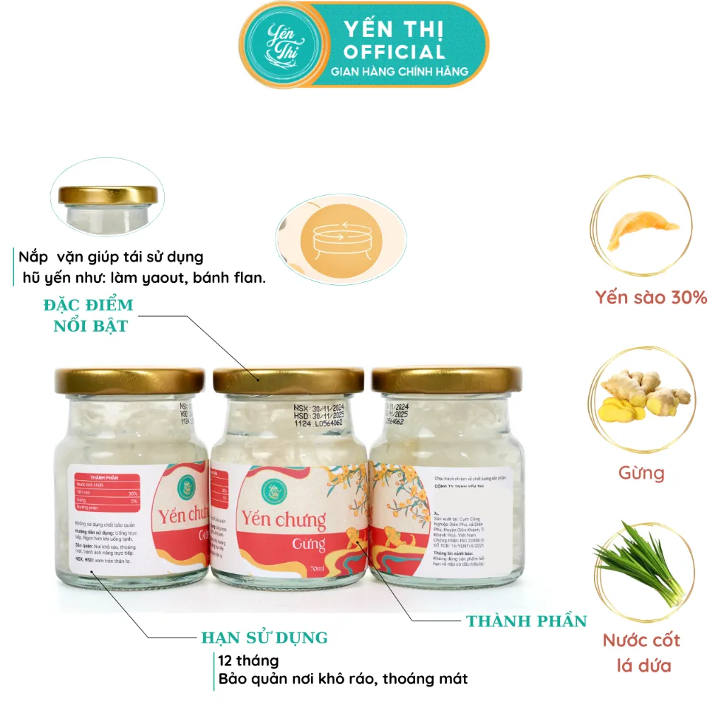 Ảnh Yến Thị - Chưng vị gừng - Yến sào Khánh Hòa chưng sẵn - 30% yến thô/ hũ 70ml 3