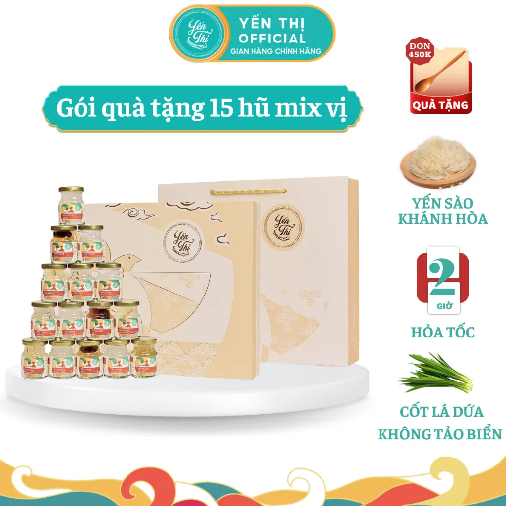 Ảnh Yến Thị - Gói quà tặng cao cấp 15 hũ mix đủ vị - Yến sào Khánh Hòa chưng sẵn - 30% yến thô/ hũ 70ml 1