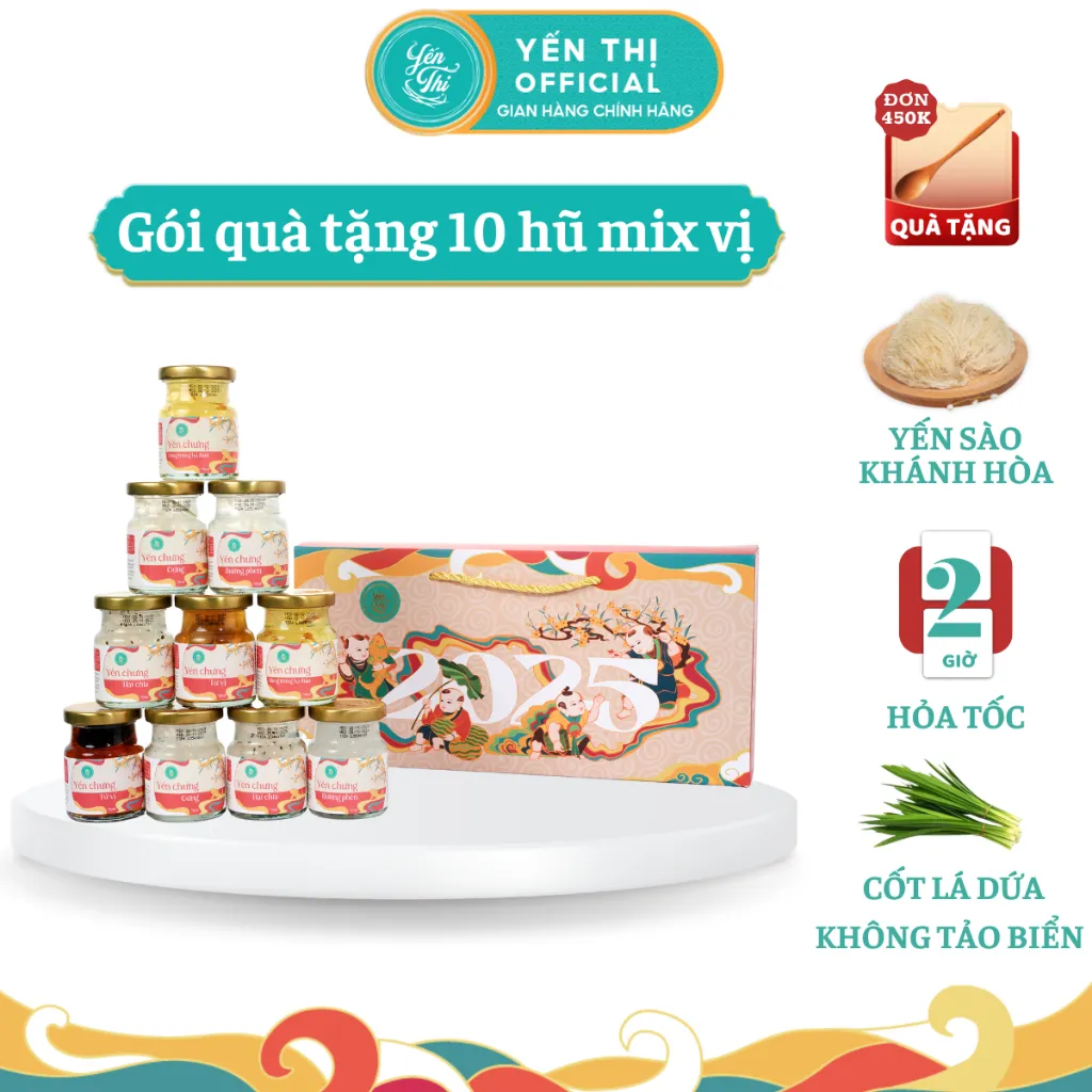 Ảnh Yến Thị - Gói quà tặng cao cấp 10 hũ mix đủ vị - Yến sào Khánh Hòa chưng sẵn - 30% yến thô/ hũ 70ml 1