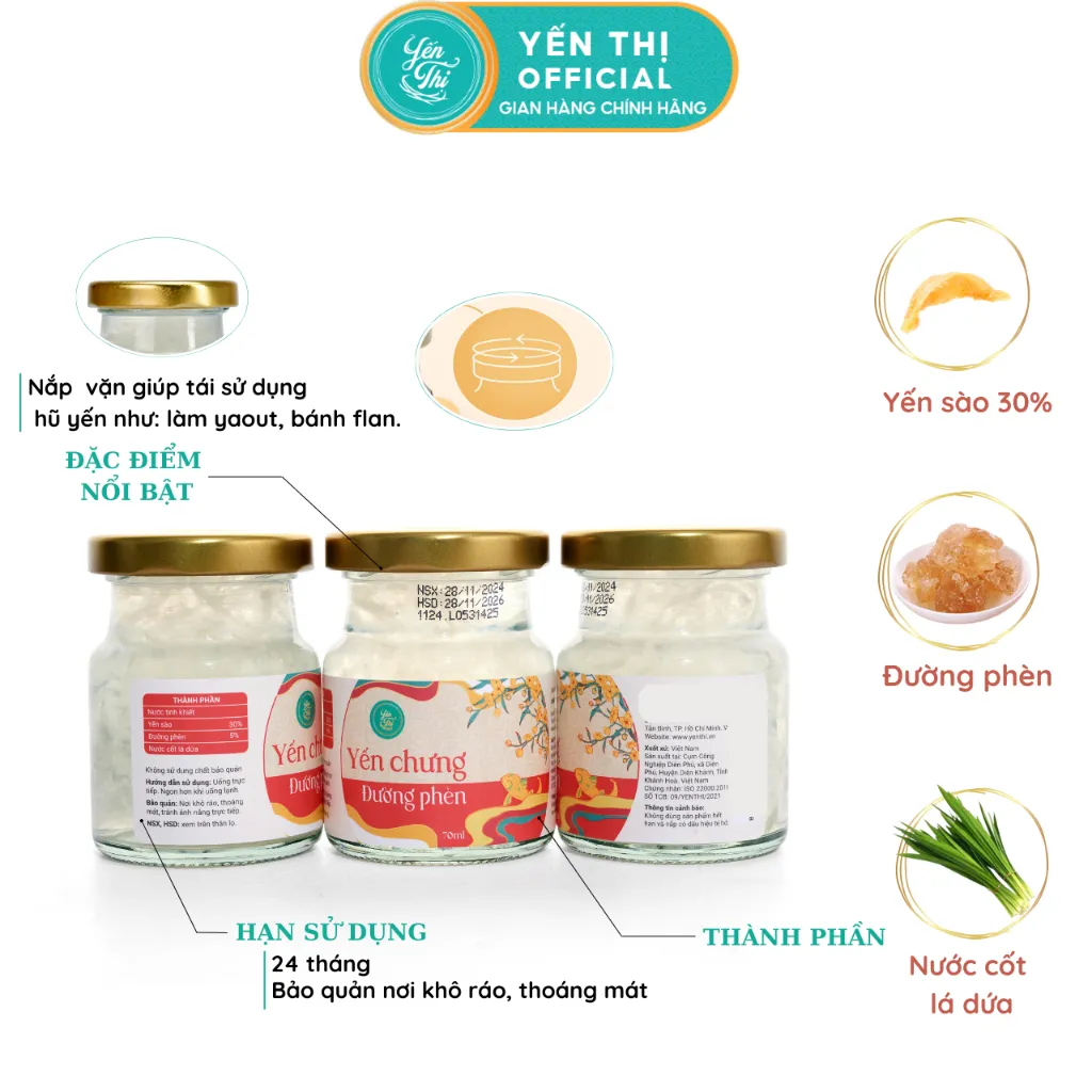 Ảnh Yến Thị - Gói quà tặng cao cấp 10 hũ mix đủ vị - Yến sào Khánh Hòa chưng sẵn - 30% yến thô/ hũ 70ml 2