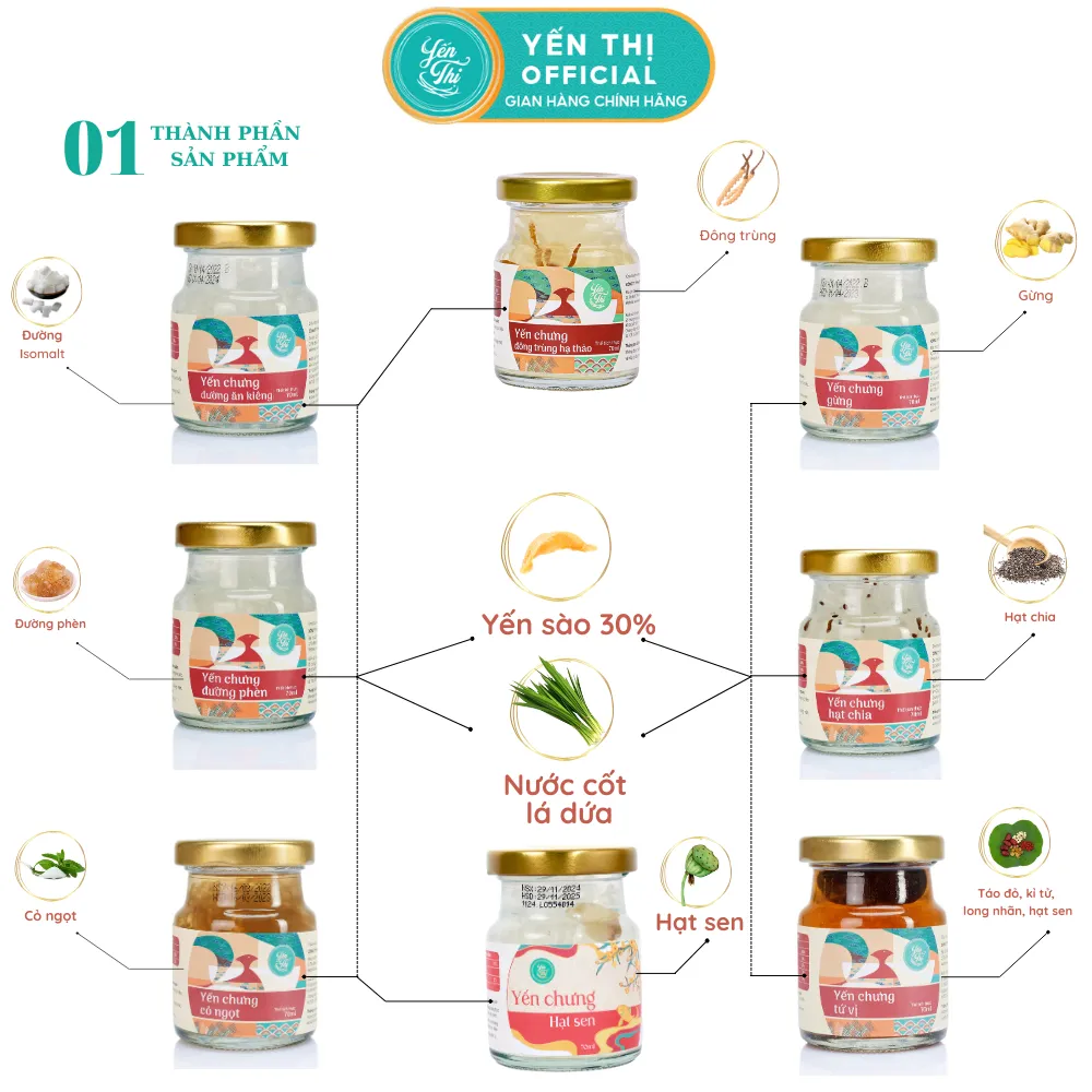 Ảnh Yến Thị - Gói quà tặng cao cấp 30 hũ mix đủ vị - Yến sào Khánh Hòa chưng sẵn - 30% yến thô/ hũ 70ml 2