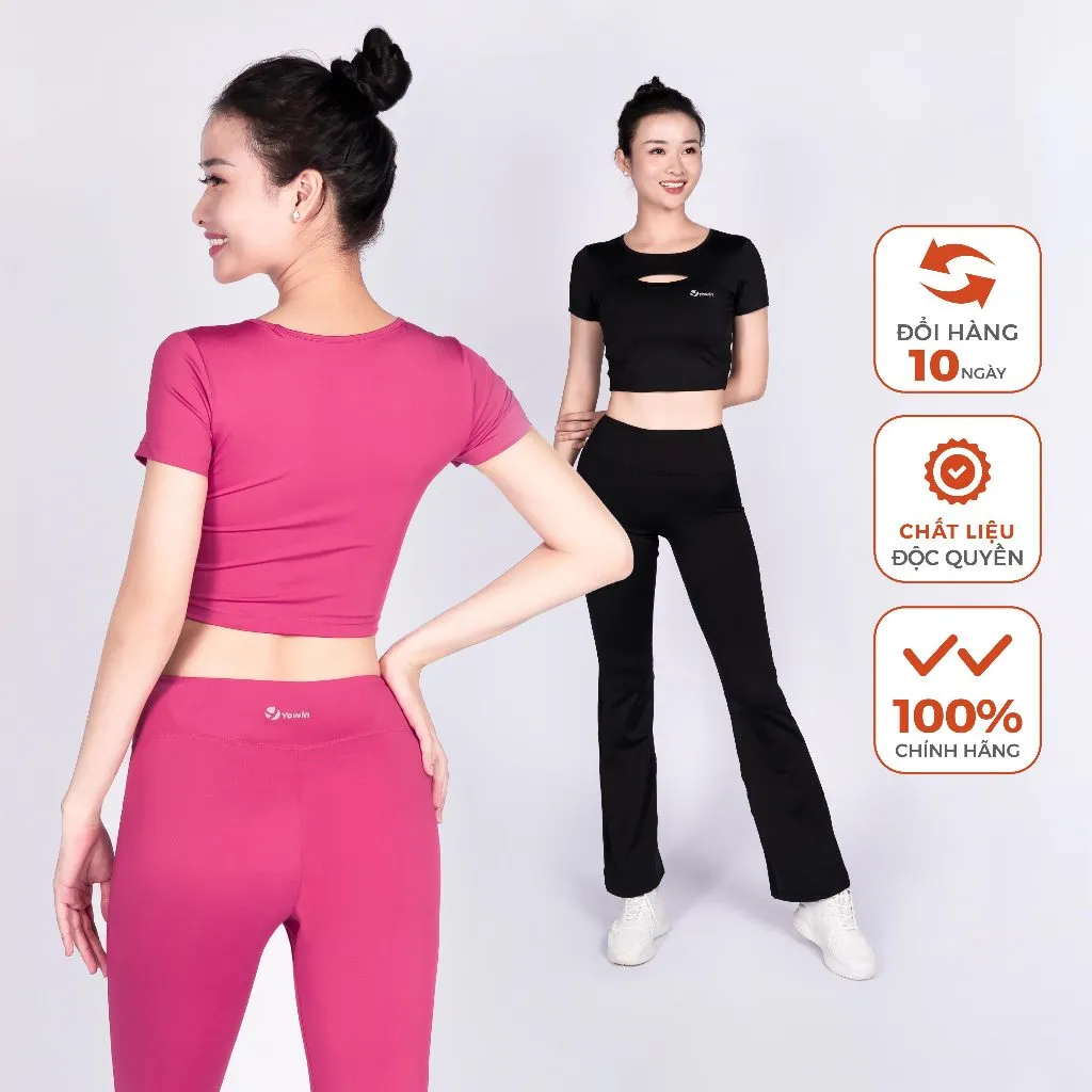Đánh Giá Chi Tiết Bộ Tập Yoga Gym Nữ Yowin YW24-N01-F503 | Áo Croptop & Quần Ống Loe Tôn Dáng