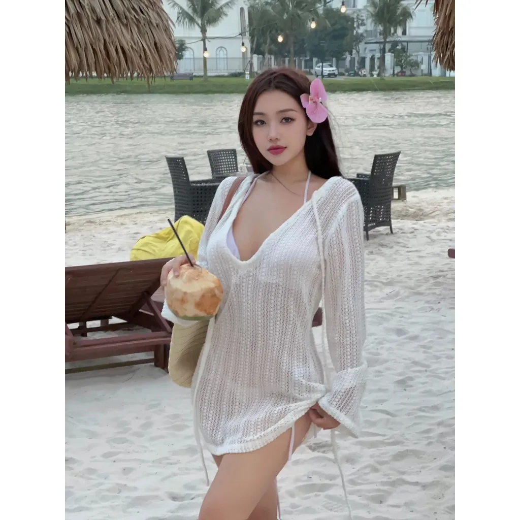 Ảnh YU CHERRY | Đầm thiết kế khoác ngoài thích hợp mặc đi biển, mặc được 2 kiểu, mix bikini Weaving Wave Dress YD183 2