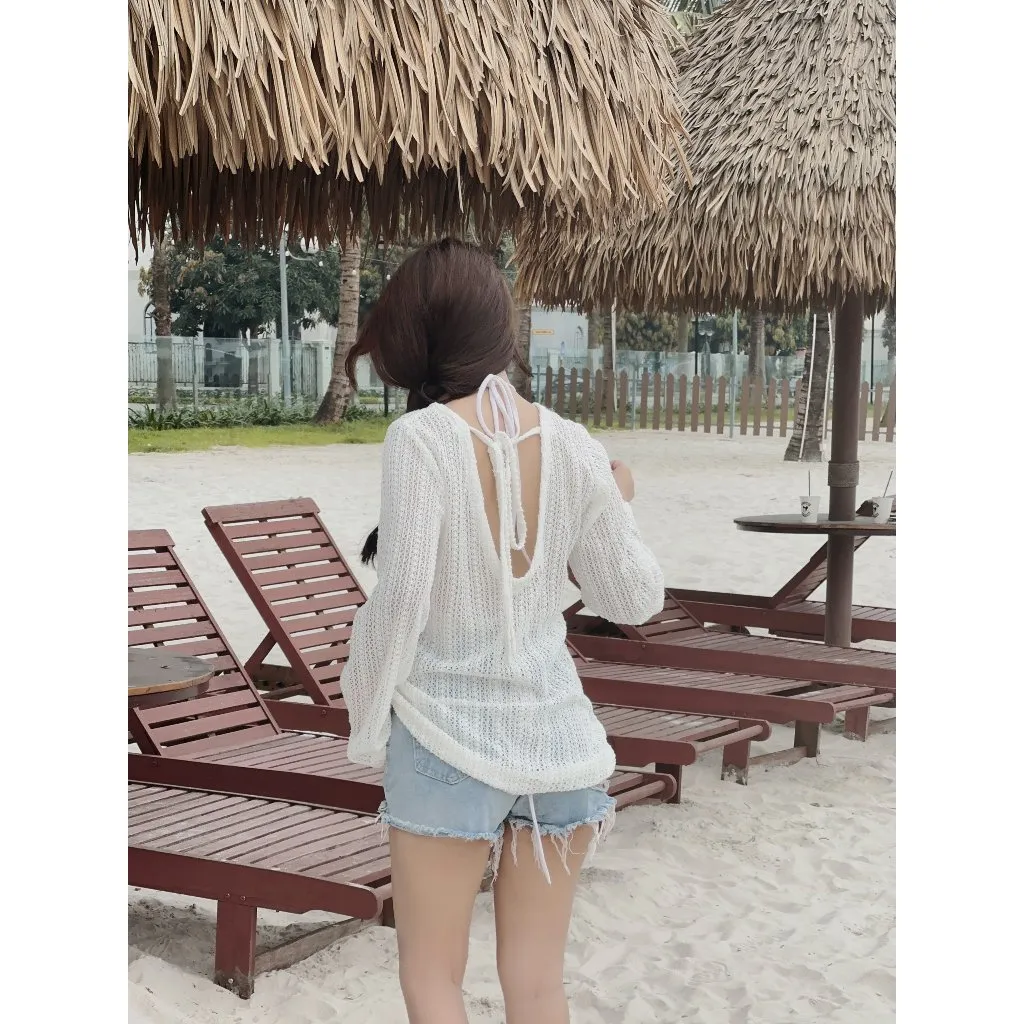 Ảnh YU CHERRY | Đầm thiết kế khoác ngoài thích hợp mặc đi biển, mặc được 2 kiểu, mix bikini Weaving Wave Dress YD183 4