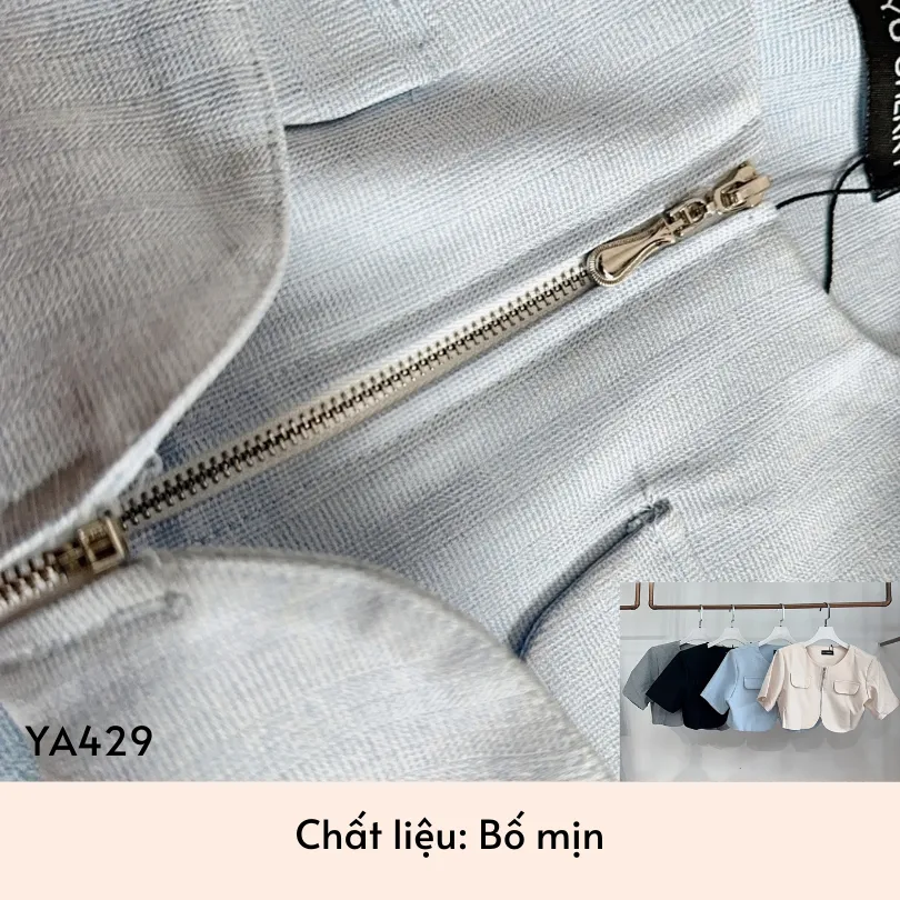 Ảnh YU CHERRY | Áo Blazer nữ tay ngắn, hai túi trước, vạt bầu Pocket Zipper Blazer YA429 2