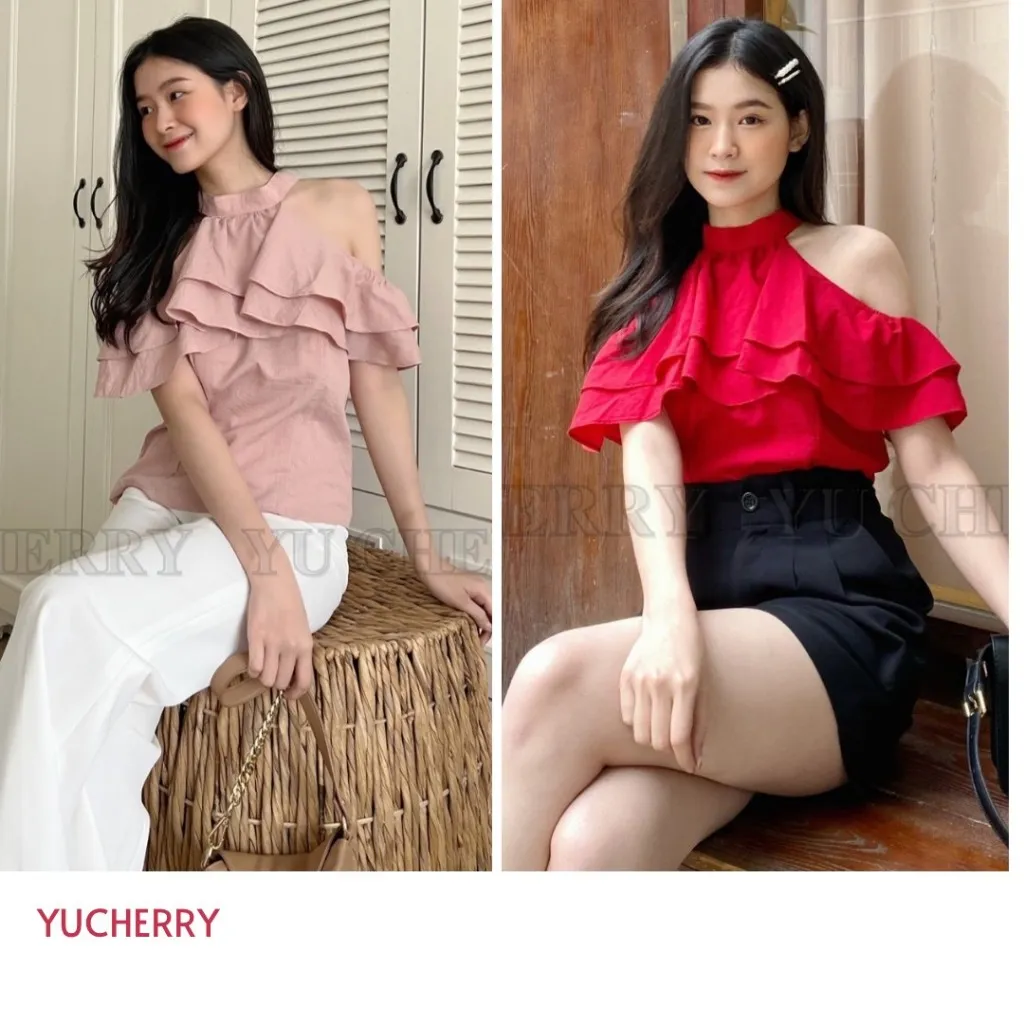 Ảnh YU CHERRY | Áo cổ trụ nữ có thể mặc 2 kiểu Halter Layered Mimi Top YA398 3