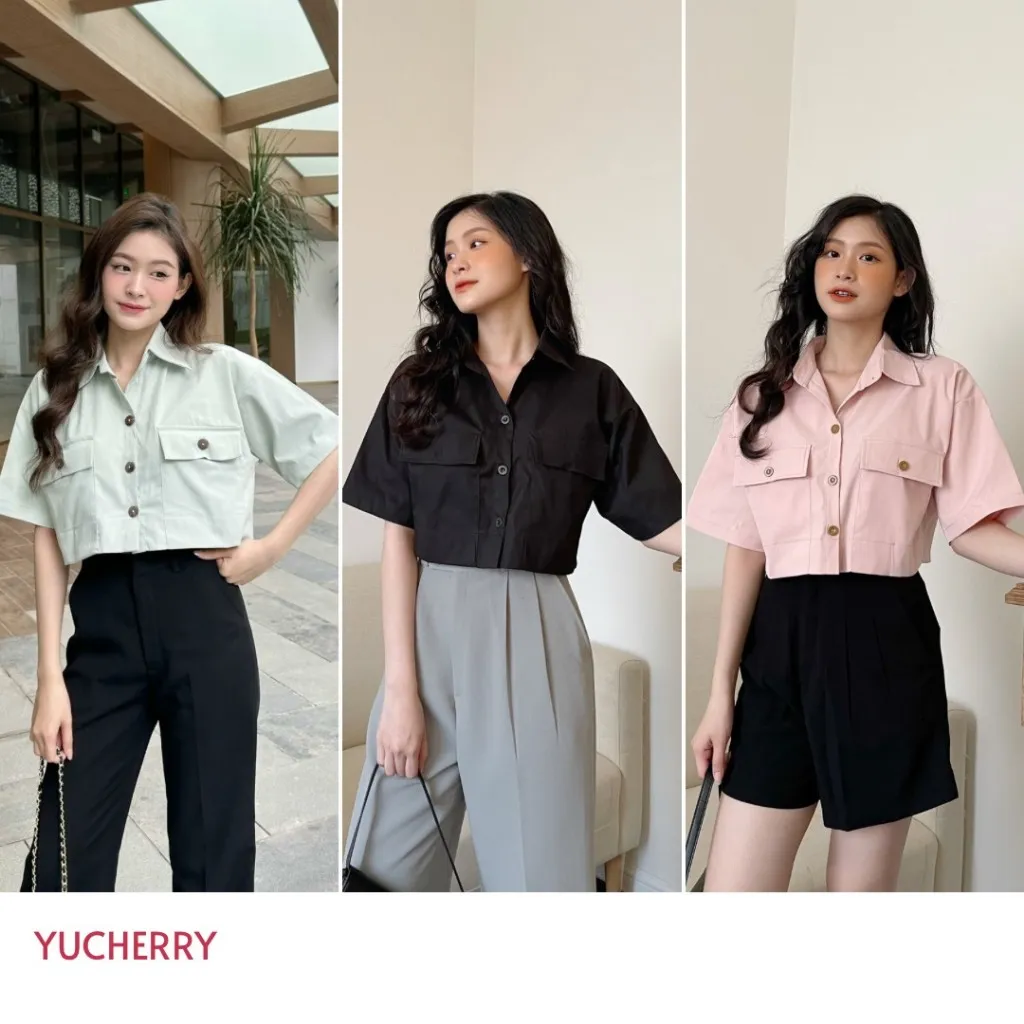 Ảnh YU CHERRY | Áo nữ croptop có túi trước ngực sành điệu, có thể khoác như mini blazer, Pocket Mini Blazer YA423 2