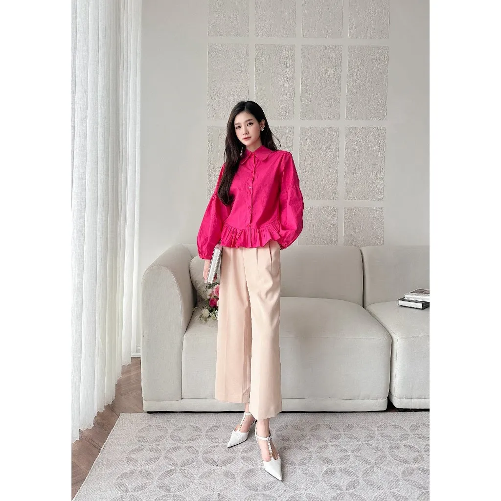 Ảnh YU CHERRY | Áo sơmi tay dài phồng bo chun ở cổ tay Puff Sleeve Blouse YA457 1