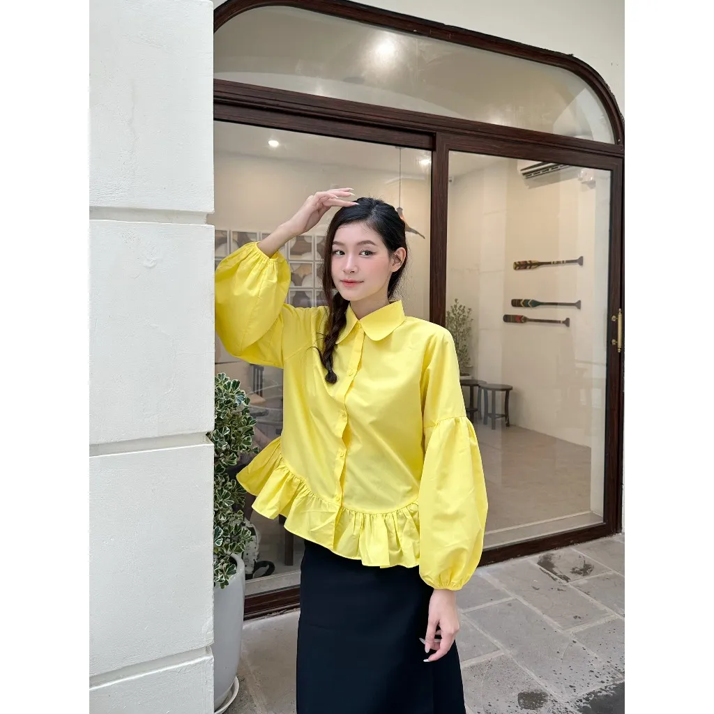 Ảnh YU CHERRY | Áo sơmi tay dài phồng bo chun ở cổ tay Puff Sleeve Blouse YA457 2