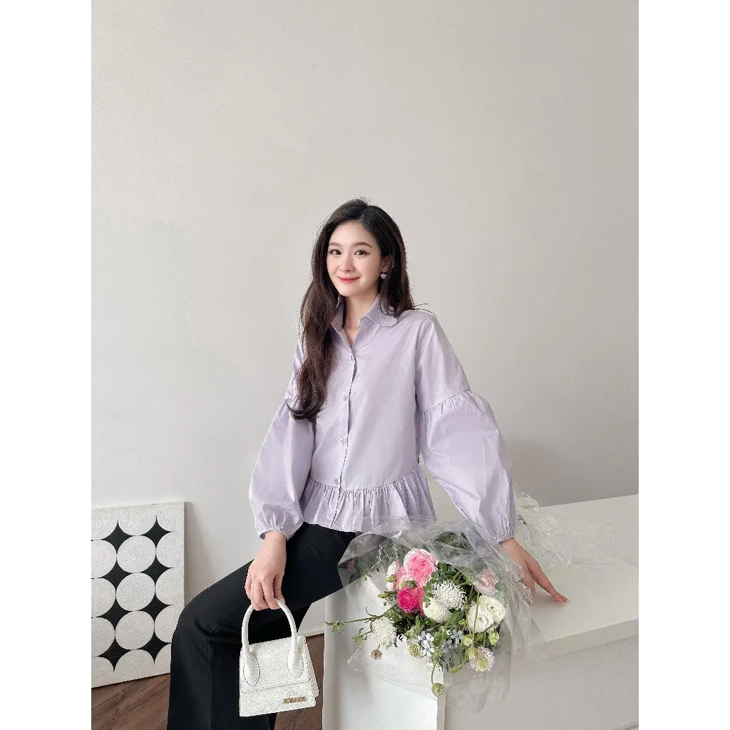 Ảnh YU CHERRY | Áo sơmi tay dài phồng bo chun ở cổ tay Puff Sleeve Blouse YA457 3