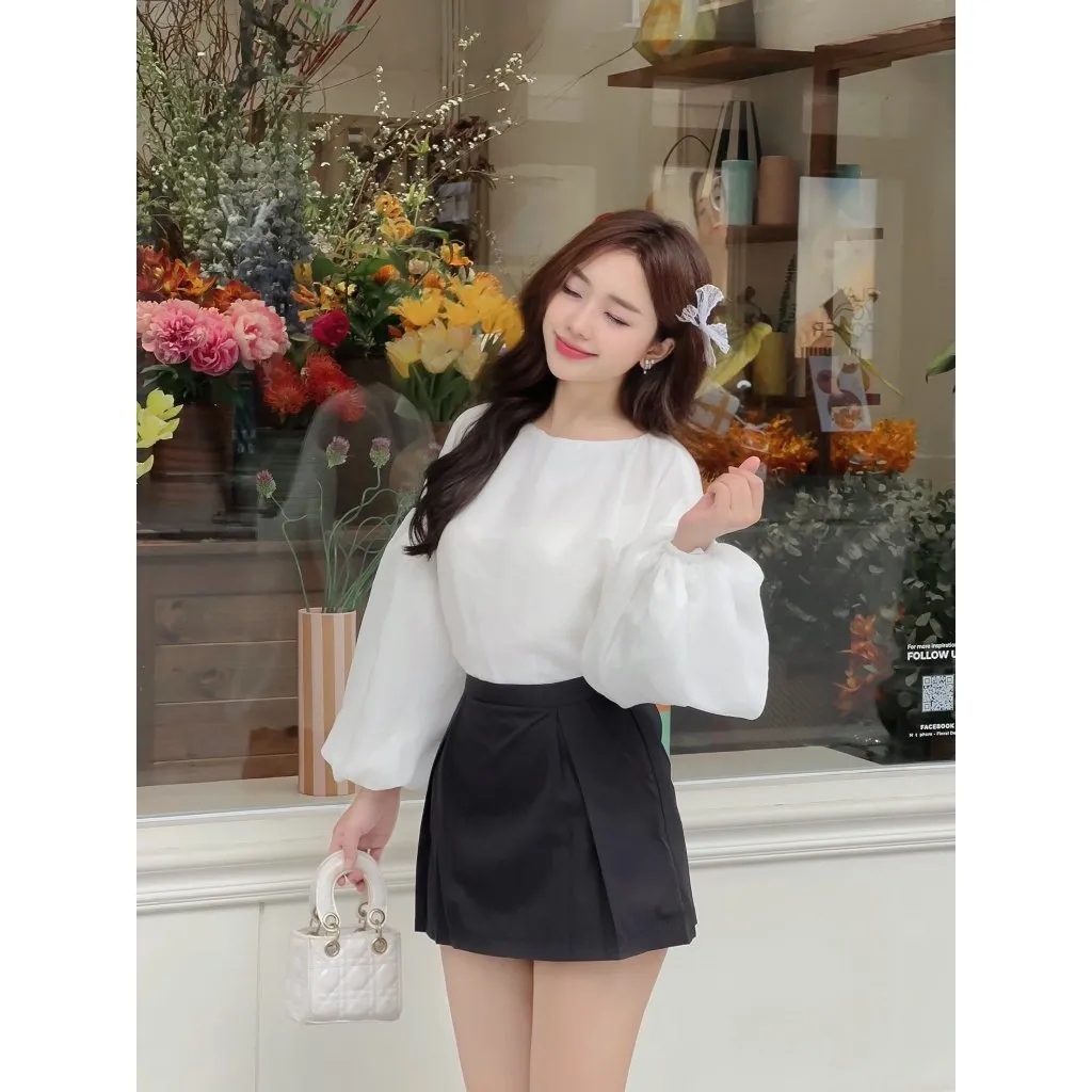 Ảnh YU CHERRY | Áo thiết kế nữ form babydoll tay bồng dài Babydoll Blouse YA495 2