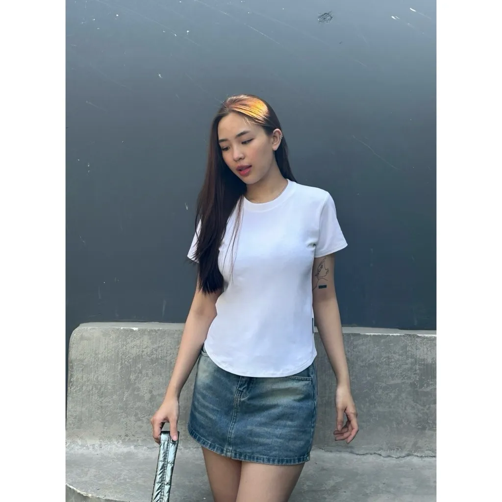Ảnh YU CHERRY | Áo thun Baby Tee TRƠN nữ cotton 4 chiều tay ngắn Slimfit Plain Babytee YP029 2