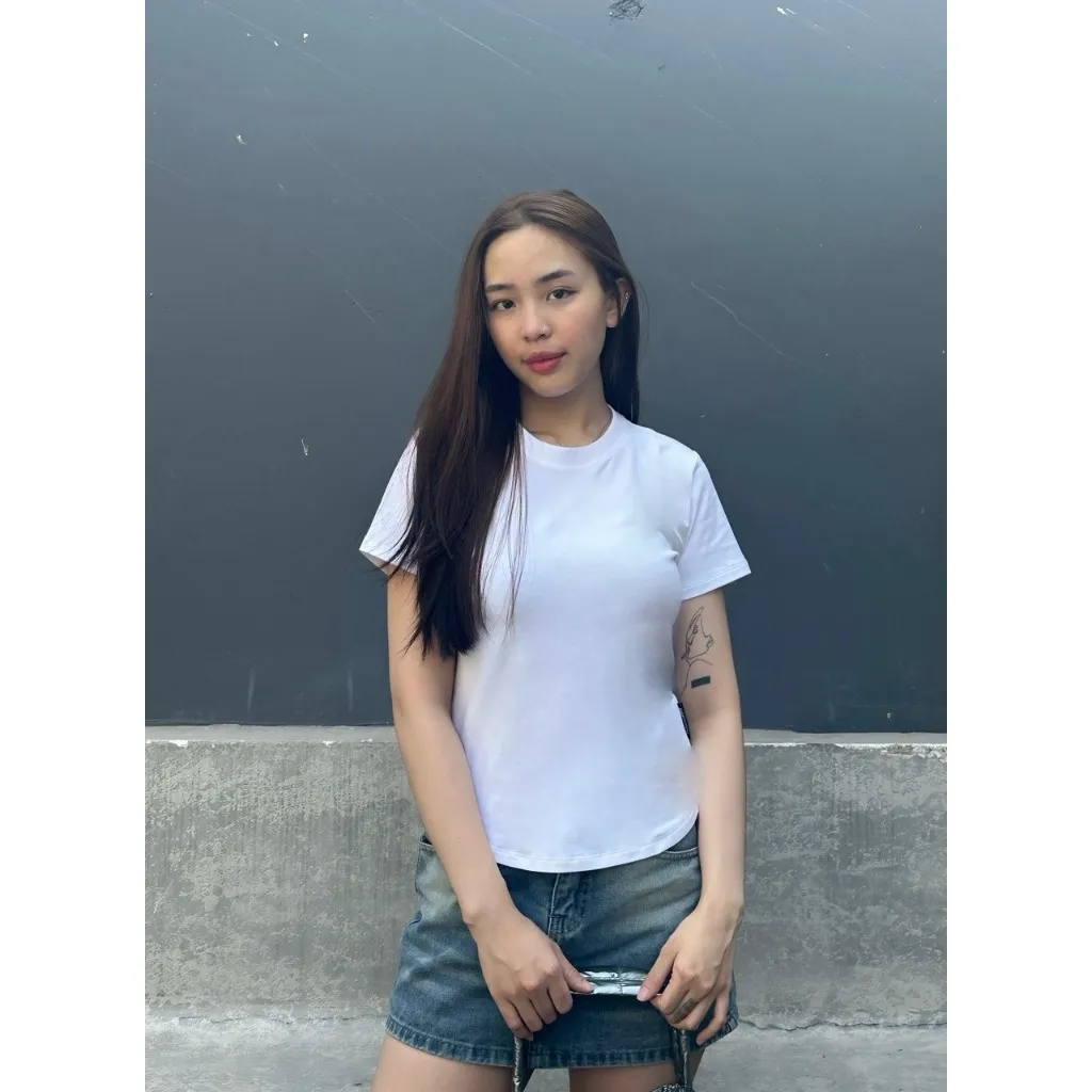 Ảnh YU CHERRY | Áo thun Baby Tee TRƠN nữ cotton 4 chiều tay ngắn Slimfit Plain Babytee YP029 4