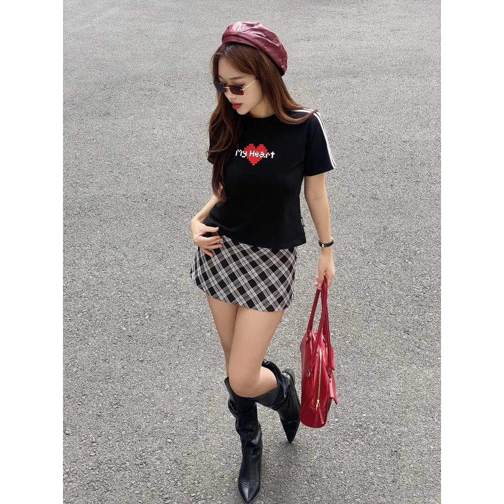 Ảnh YU CHERRY | Áo thun Baby Tee nữ cotton 4 chiều tay ngắn My Heart Babytee YP021 4