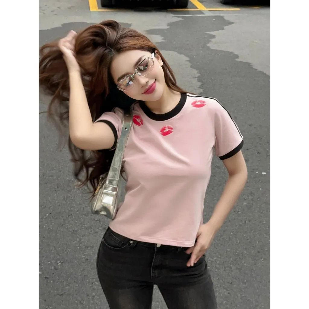 Ảnh YU CHERRY | Áo thun Baby Tee nữ cotton 4 chiều tay ngắn Kisses Babytee YP040 3