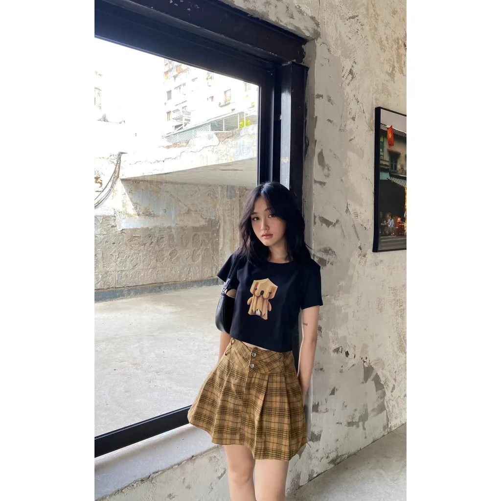 Ảnh YU CHERRY | Áo thun nữ croptop cotton 4 chiều tay ngắn Earth Elemental Print Tee YP005 1
