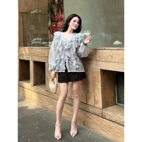 Ảnh YUCHERRY | Áo kiểu voan tầng LUNA FLARE TOP YA516 4