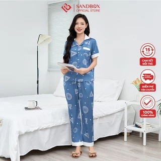 Bộ Pijama SANDBOX Lụa Latin Nhật Cao Cấp Mềm Mịn, Họa Tiết Thiết Kế Hoa Phối Màu(BPC24001)