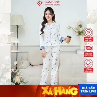 Đồ Bộ Nữ Pijama Dài Tay SANDBOX Lụa Xước Cao Cấp Họa Tiết Nhẹ Nhàng, Sang Trọng (BPD24006)