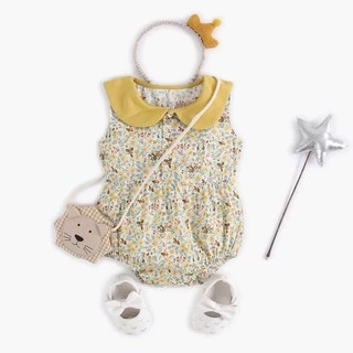 Áo liền quần ngắn Sanlutoz bằng cotton phong cách mùa hè xinh xắn cho bé gái