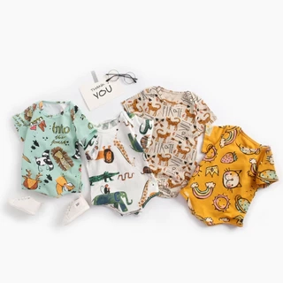 Áo liền quần Sanlutoz tay ngắn bằng cotton phong cách mùa hè cho trẻ sơ sinh (4 kiểu tuỳ chọn)