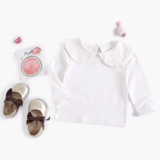 Áo Thun Sanlutoz Tay Dài Màu Trắng Chất Liệu Cotton Cho Bé Gái