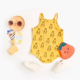 Bộ liền thân Sanlutoz không tay bằng cotton thời trang mùa hè cho bé gái