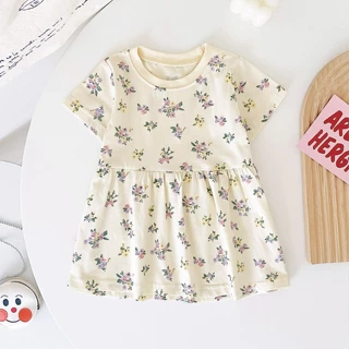 Sanlutoz Đầm Tay Ngắn Chất Liệu Cotton Mềm Mại Thời Trang Mùa Hè Xinh Xắn Cho Bé Gái