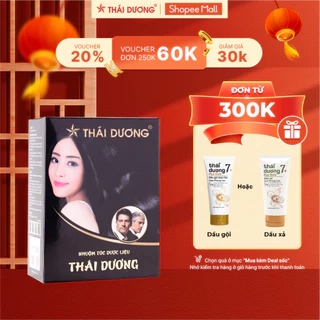 Bột nhuộm tóc thảo dược màu đen, nhuộm phủ bạc Sao Thái Dương hộp 5 gói - Sao Thái Dương