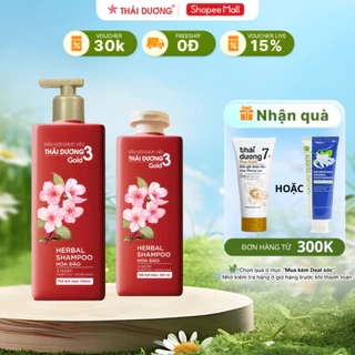 Dầu gội Thảo dược Thái Dương 3 Gold Hoa Đào Chai 500ml, 333ml - Sao Thái Dương