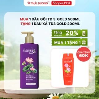 Mua 1 Dầu gội Thái Dương 3 Gold Hoa sen 500ml Tặng Dầu xả Thái Dương 3 hoa Sen 200ml