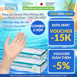 Găng tay Saraya Vinyl không bột trong suốt, công việc nhẹ, chế biến thực phẩm