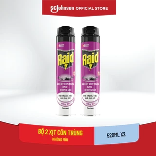 RAID Combo 2 Chai Xịt Côn Trùng Không Mùi 520mlx2