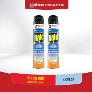 RAID Combo 2 Chai Xịt Muỗi Hương Cam Chanh 520mlx2