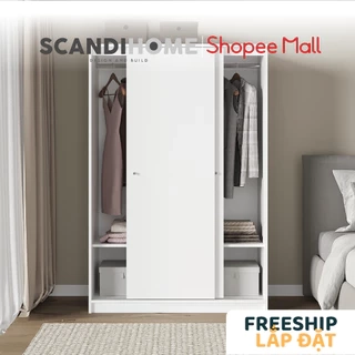 BLAZER, Tủ quần áo 2 cửa lùa WAR_005, 117x55x176cm, tủ đựng quần áo Scandi Home