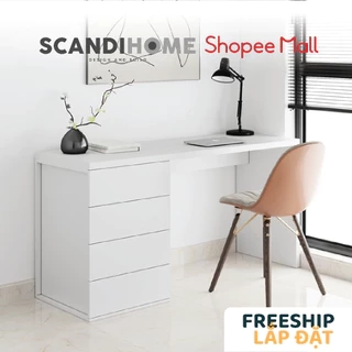 GRANDOLA, Bàn làm việc, bàn học, 1 bên tủ DEK_010, 150x50x76cm, bàn gỗ Scandi Home