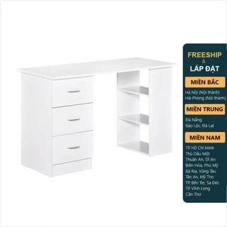 NEVA, Bàn làm việc 3 ngăn tủ kéo kèm kệ sách DEK_062, 120x48x77cm, Scandi Home