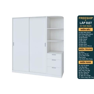 WINDY, Tủ quần áo cửa lùa bằng gỗ công nghiệp cao cấp WAR_055, 180x60x200cm, sản xuất