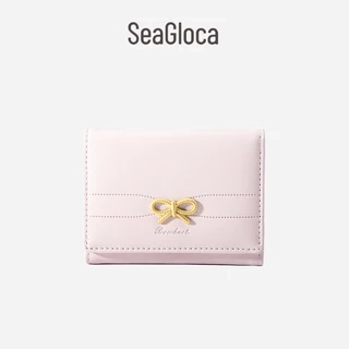 Seagloca Mới Nơ Thời Trang Tinh Tế Soild Ví Ngắn Gấp Ba Lần Cho Nữ